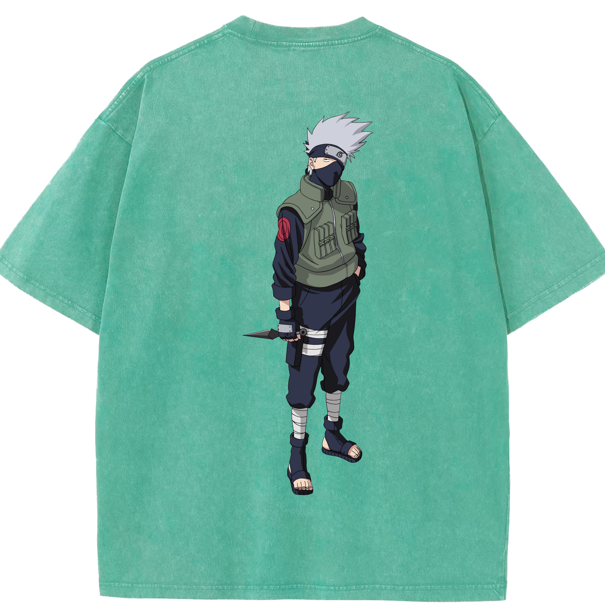 （画像用） NARUTO -ナルト- はたけ カカシ Hatake Kakashi 綿100% ヴィンテージ風 半袖Tシャツ（背面プリント）